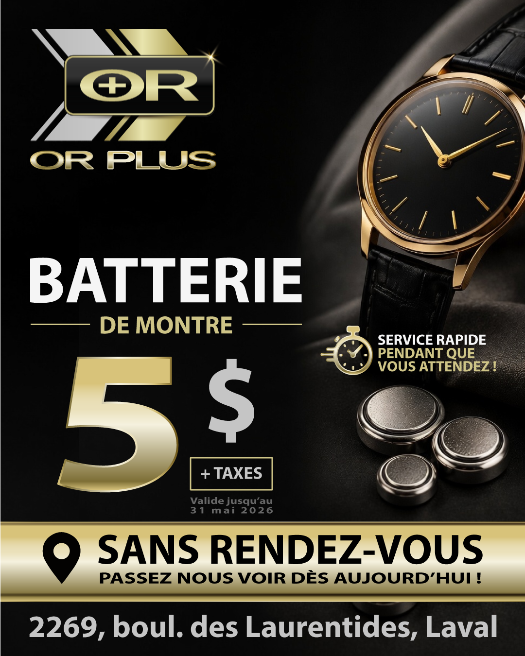 Batterie de montre OR PLUS